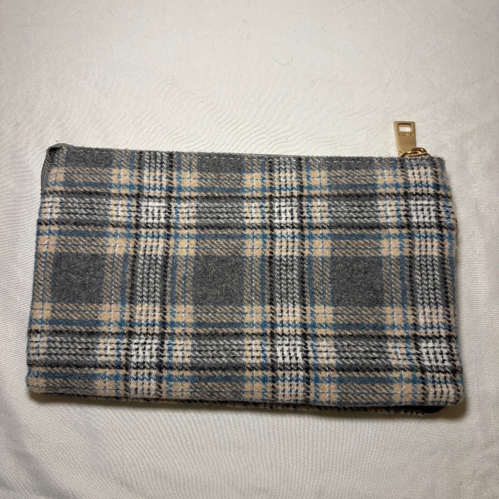 Jen & Co Riley Plaid Small Crossbody Vegan Leather Wristlet Wallet -Gray